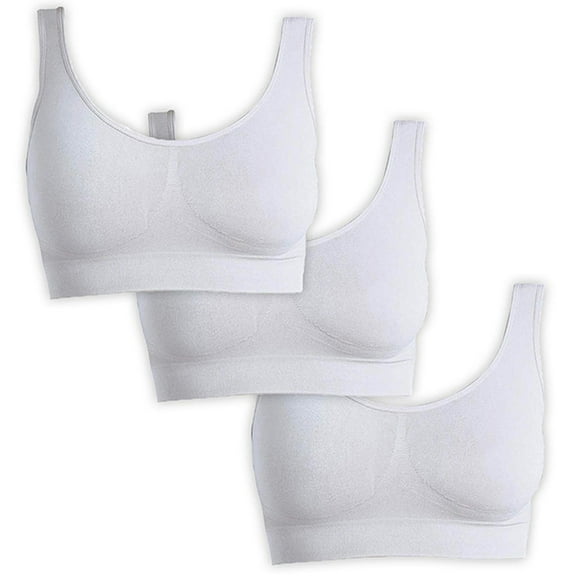 YUNCITY Wireless Bras Women Bra Without Underwire Comfortable Bustiers Top Non Wired Soft Bra Sleep Nursing Sports Bralette Comfy Bra White