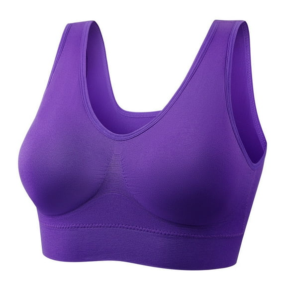 YUNCITY Wireless Bras Women Large Size Underwear Thin Bra Sports Yoga Underwear Comfy Bra Dark Purple
