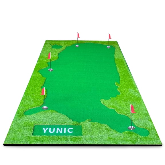 YUNIC 16 ft× 8 ft US Map Style Golf Putting Green, Golf Professional Indoor Outdoor Practice Mat for Home, Office, Garage & Backyard Training