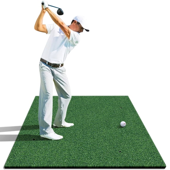 YUNIC 5 ft x 5 ft Golf Hitting Mat Indoor & Outdoor, Artificial Turf Mat for Backyard Driving Swing Training