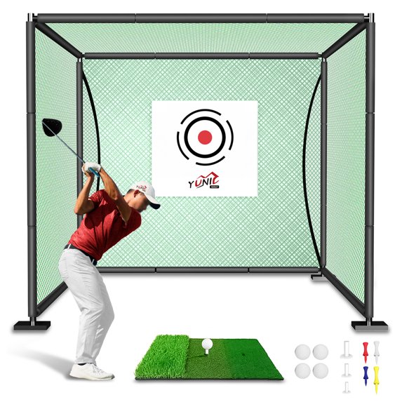 YUNIC Golf Driving Cage Green - Metal Frame with Hitting Target and ...