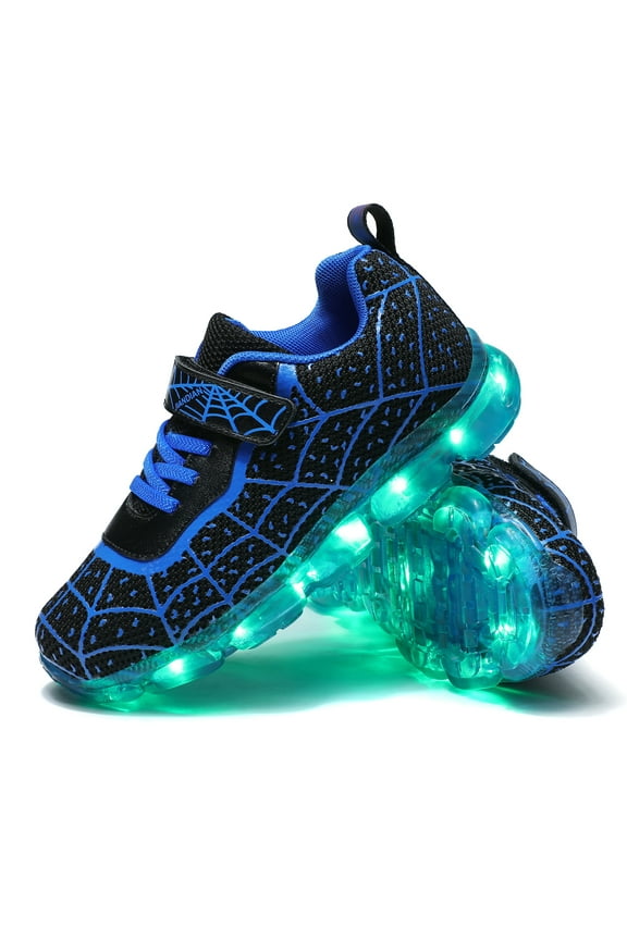 Kids Light Up Shoes Led Flash Sneakers with Spider Upper USB Charge for Boys Girls Toddles Best Gift for Birthday Thanksgiving Christmas Day(Little Kid 1, Black32)