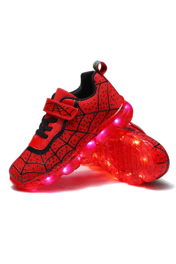 Kids Light Up Shoes Led Flash Sneakers with Spider Upper USB Charge for Boys Girls Toddles Best Gift for Birthday Thanksgiving Christmas Day(Little Kid 13, Red31)