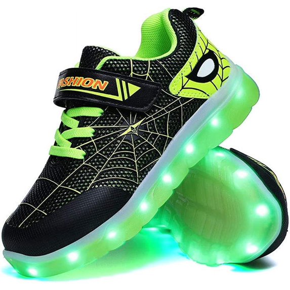 YUNICUS Kids Light Up Shoes Led Flash Sneakers with Spider Upper USB Charge for Boys Girls Toddles Best Gift for Birthday Thanksgiving Christmas Day