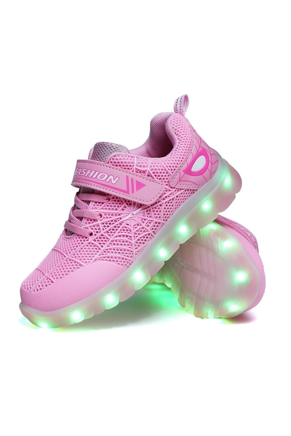 Light Up Shoes for Boys Girls Walking Party Birthday Hallween Christmas (Toddler 10M, Pink/White)