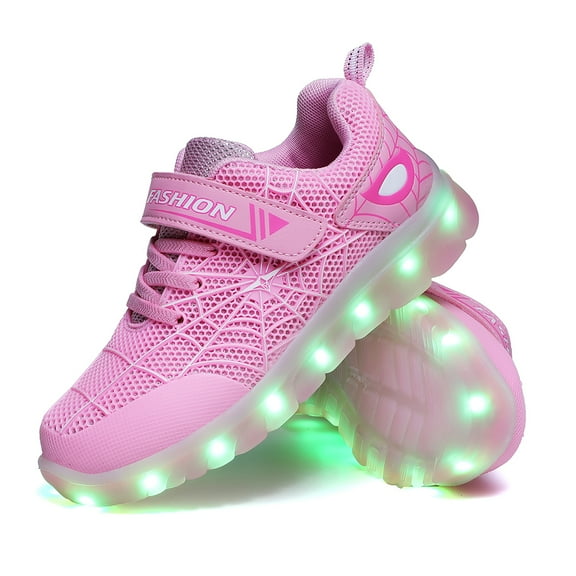 YUNICUS Light Up Shoes for Boys Girls Walking Party Birthday Hallween Christmas (Toddler 10M, Pink/White)