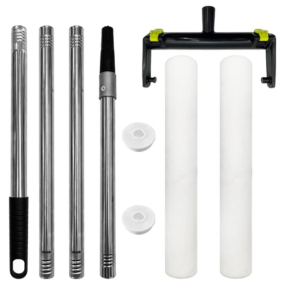 YUNLEISHOP 18 in Paint Roller Kit with Extension Pole, 4 Pack Adjustable Double Frame with 1/2 in Nap Roller Covers for High Wall Ceiling Painting
