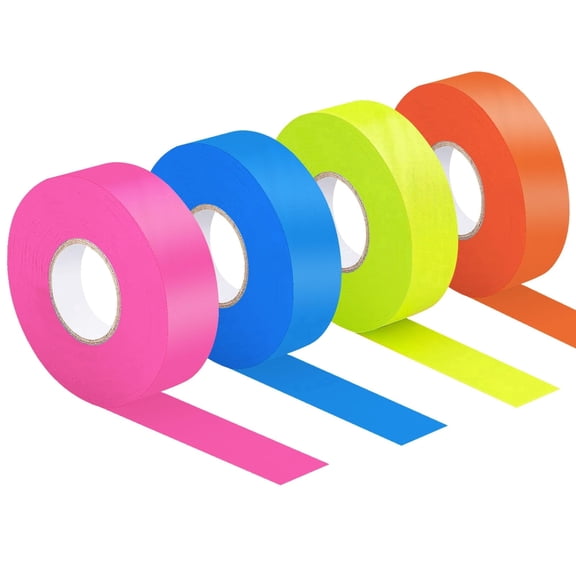 YUNLEISHOP 4-Color Flagging Tape Set, 0.8" x 197ft (60m) Each, Non-Adhesive Marking Tape for Surveying, Gardening & Construction