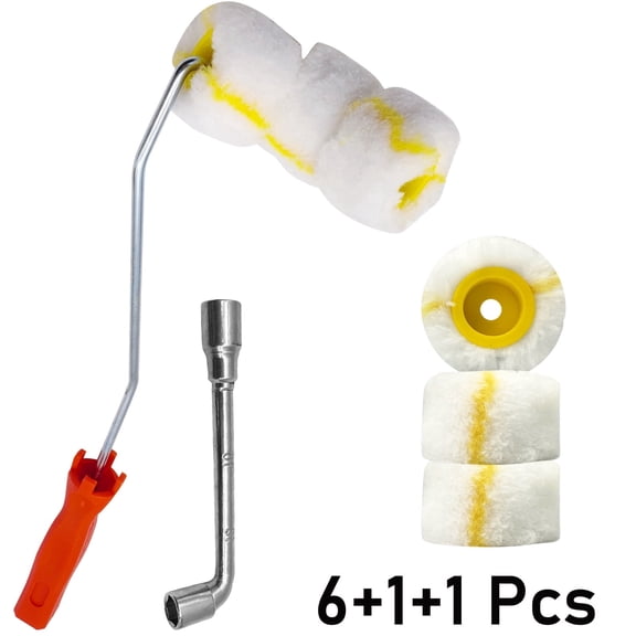 YUNLEISHOP Pipe Paint Roller 6+1+1 Set with Red Handle, Multi-Purpose Painting Tool