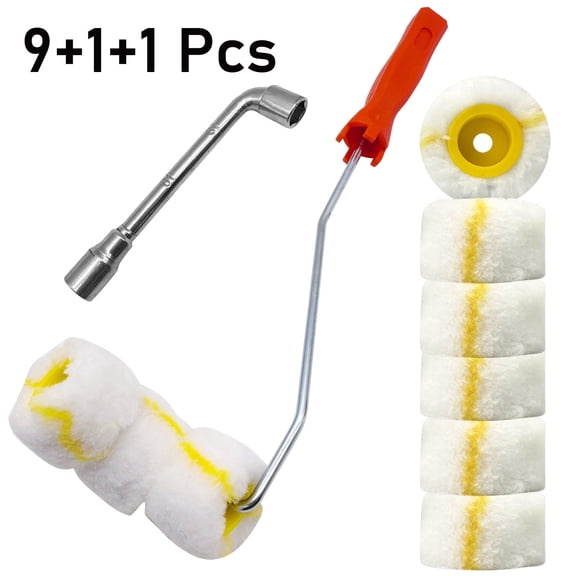 YUNLEISHOP Pipe Paint Roller 9+1+1 Set with Red Handle, Multi-Purpose Painting Tool