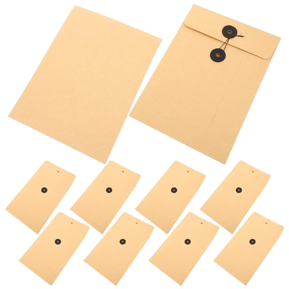 YUNLIGHTS 10Pcs Office Document Holder Kraft File Bag Khaki Portable Organizer for School and Work