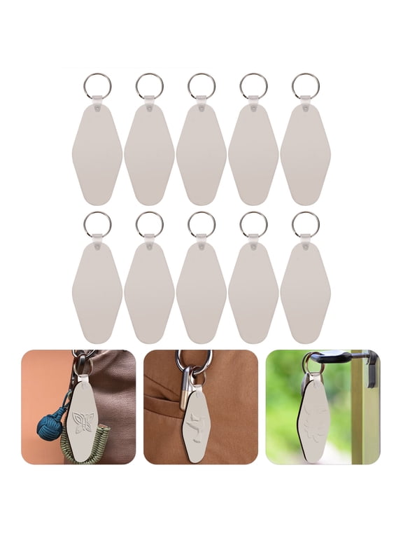 10 Sets White MDF Sublimation Blank Keychains, Heat Transfer Key for Custom Crafts, and Designs