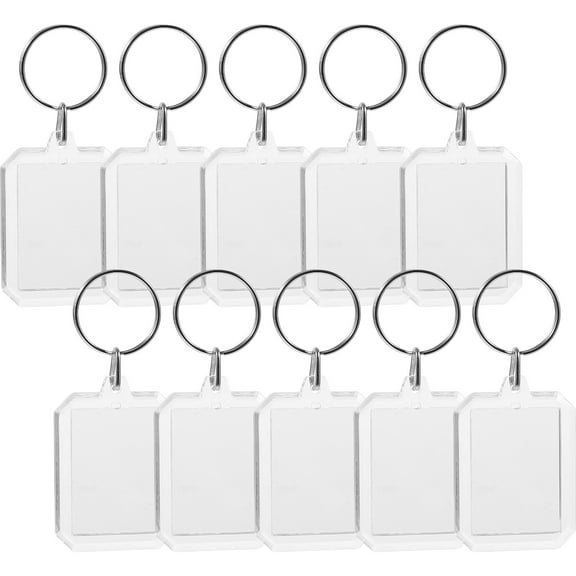 YUNLIGHTS 10pcs Blanks Photo Keychain Transparent Acrylic Simple Design for DIY Lovers