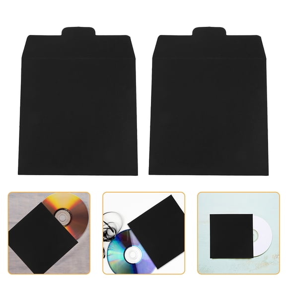 YUNLIGHTS 12Pcs Multifunctional Black Paper Cd Sleeves for Disc Storage and Document Organizer