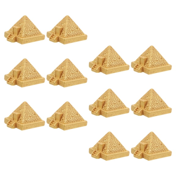 YUNLIGHTS 12Pcs Small Golden Resin Pyramid Decor for Indoor Garden and Home Display