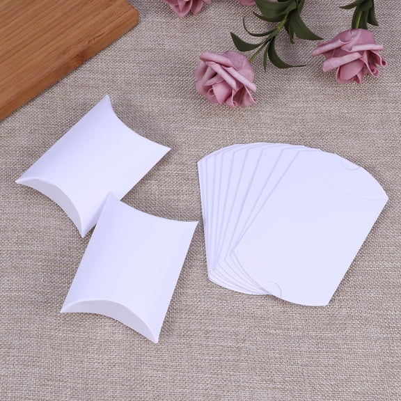 YUNLIGHTS 12Pcs White Wedding Candy Boxes Pillow Shape Premium Craft Paper Favor Boxes