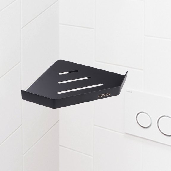 YUNLIGHTS 1Pc Black Shower Organizer Storage Shelf with Tool Free Installation and Space Saving