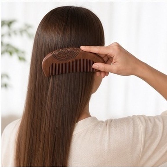 YUNLIGHTS 1Pc Natural Wood Sandalwood Comb for Comfortable Hair Combing and Scalp Stimulation