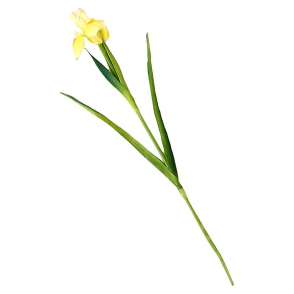 YUNLIGHTS 1Pc Yellow Faux Iris Flower PU Material Simulation Flower with Bendable Stem for Wedding Decoration