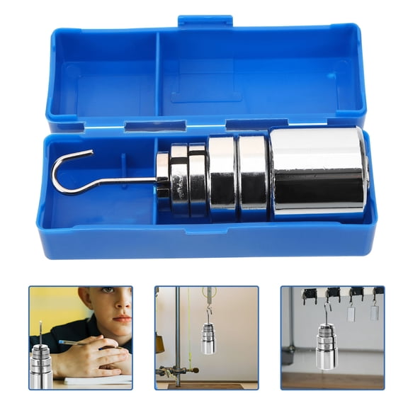 YUNLIGHTS 1Set Metal Slotted Mass Set with Hanger Plated Silver for Accurate Physics Experiments