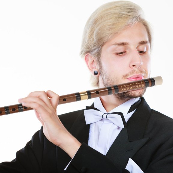 YUNLIGHTS 1Set Classic Bamboo Flute Woodwind Musical Instrument Easy Intonation with Carry Pouch