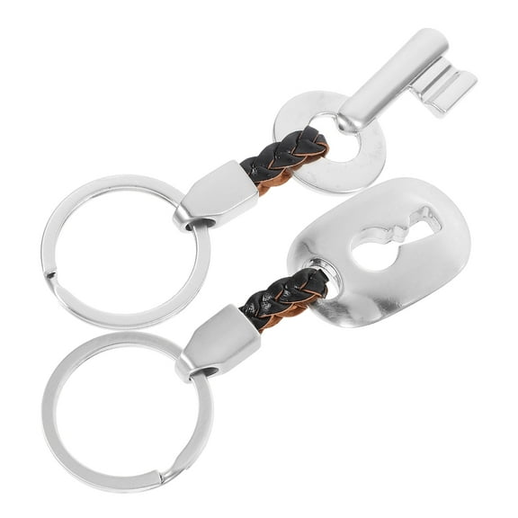 YUNLIGHTS 2Pcs Creative Plated Key Lock Keyrings Durable Couple Keychain for Special