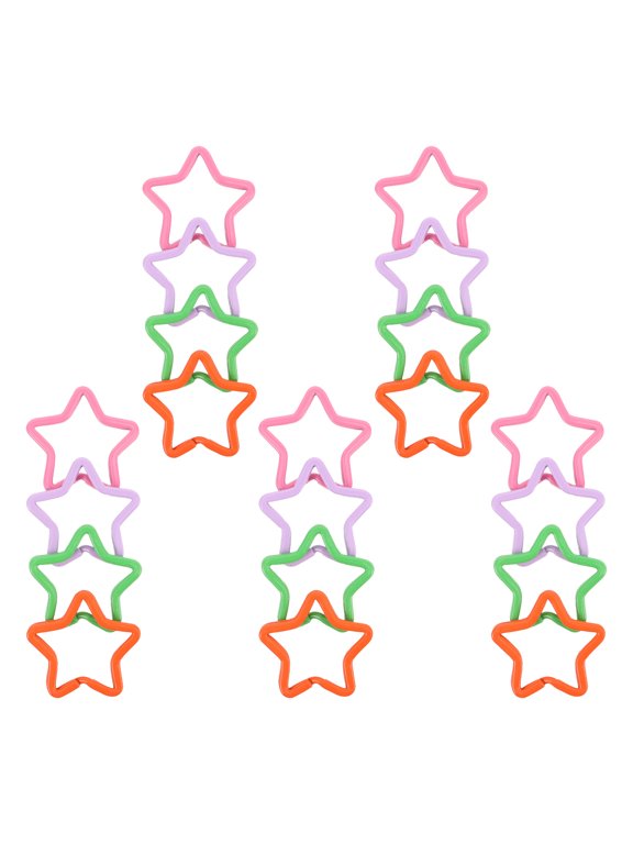 Assorted Color Metal Five Pointed Star Keychain Key 20 Pack