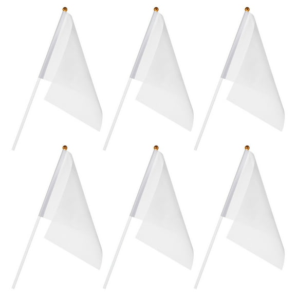 YUNLIGHTS 24Pcs White Marking Flags Polyester Material Hand Held Flags for Lawn Yard Use