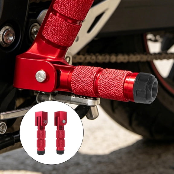 YUNLIGHTS Red Aluminum Alloy Folding Motorcycle Foot Pegs for Lightweight Durability