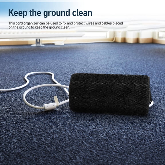 YUNLIGHTS 2Pcs Black Floor Cable Cover Carpet with Adhesive Cord Management for Home Use