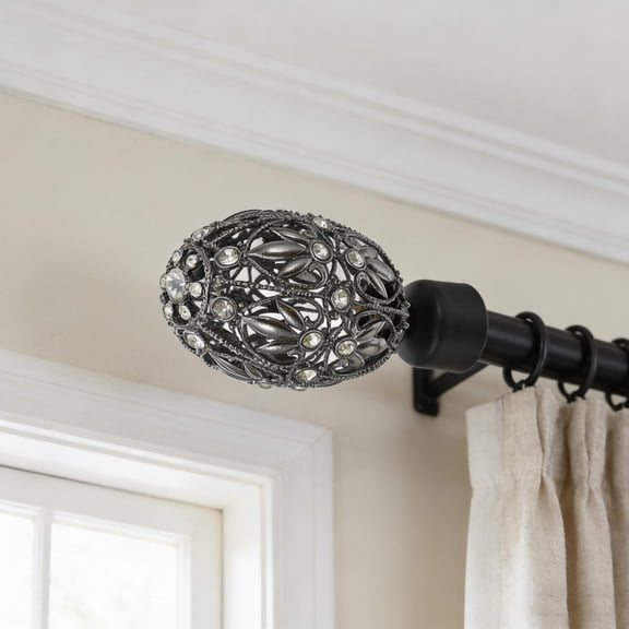 YUNLIGHTS 2Pcs Elegant Black Curtain Rod Finials for 30Mm Round Tube Window Poles