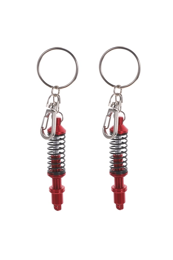 2Pcs Shock Absorber Keychain Red Aluminum Alloy Auto Part Key Chain Durable Coilover Design