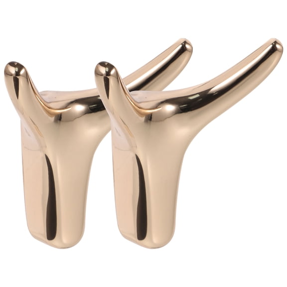YUNLIGHTS 2Pcs Metal Horn Hooks Plated Gold Wall Mounted Decorative Hooks for Hanging Bags Towels