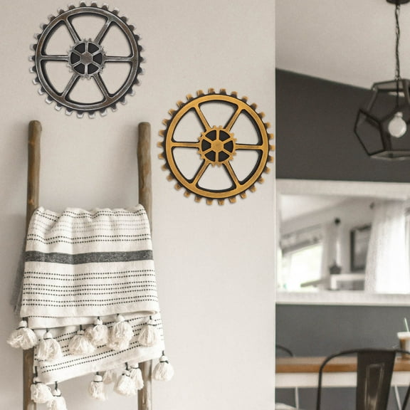 YUNLIGHTS 2Pcs Industrial Wall Decoration Craft with Multi Color Gear Wheels for Home Living Room and Office Decor
