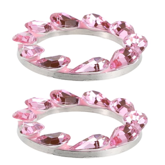 YUNLIGHTS 2Pcs Pink Crystal Bling Push Start Button Ring Durable Car Interior Decoration