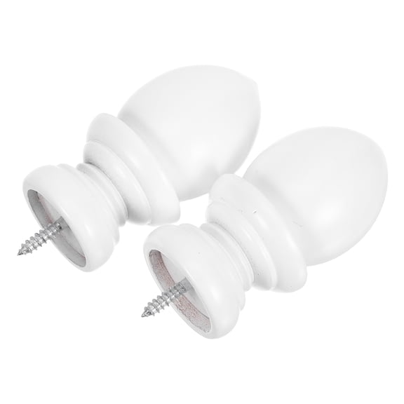 YUNLIGHTS 2Pcs Replacement White Wood Finials for Curtain Rods Decorative Home Decor