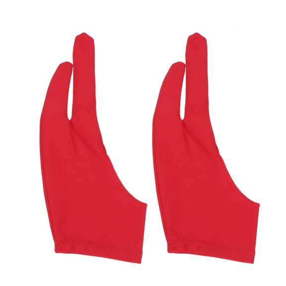 YUNLIGHTS 2Pcs Artist Two Finger Glove Red Spandex for Painting and Sketching