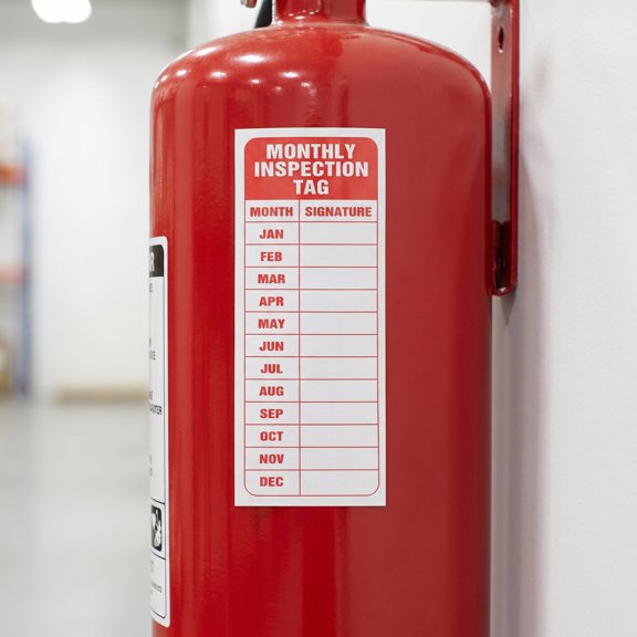 YUNLIGHTS 30Pcs Red Equipment Inspection Record Labels for Monthly Maintenance and Quality Control