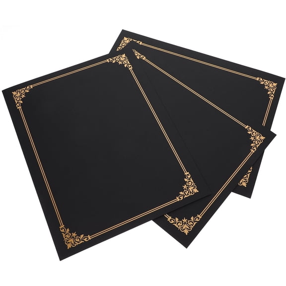 YUNLIGHTS 3Pcs Black Paper Certificate Holders with Elegant Design Portable Diploma and Award Covers
