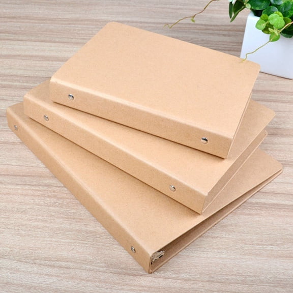 YUNLIGHTS 3Pcs Khaki Kraft Paper A5 Notebook Shell Binder with Press and Twist Loose Leaf Rings
