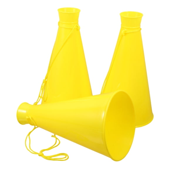 YUNLIGHTS 3Pcs Portable Yellow Party Noise Maker Megaphones Lightweight ABS Cheer Props for Fans