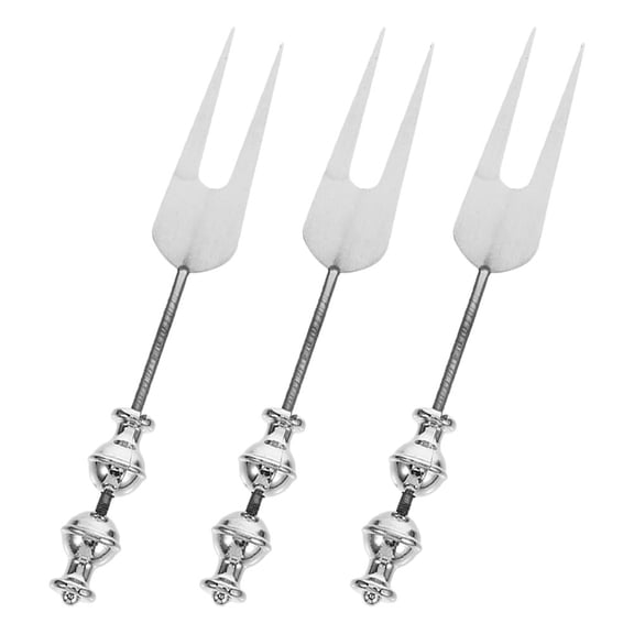 YUNLIGHTS 3Pcs Stainless Steel Fruit Forks Creative Bead Design for Home Use