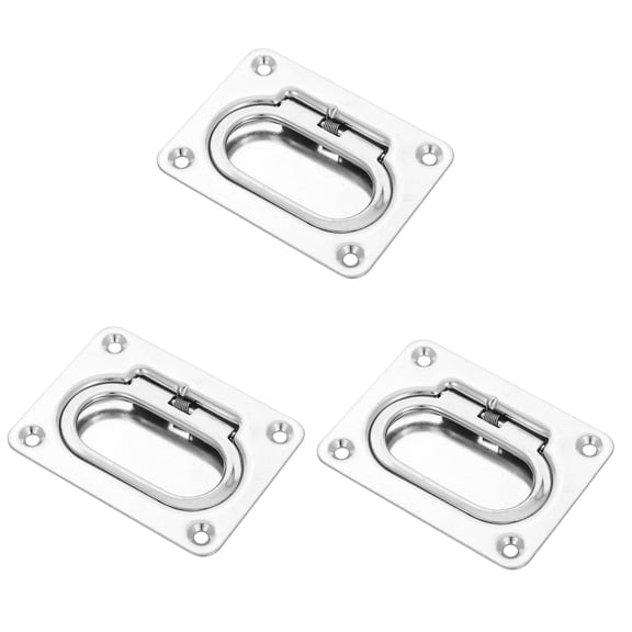 YUNLIGHTS 3Pcs Stainless Steel Boat Deck Flush Lift Ring Handles with Springloaded Recessed Design