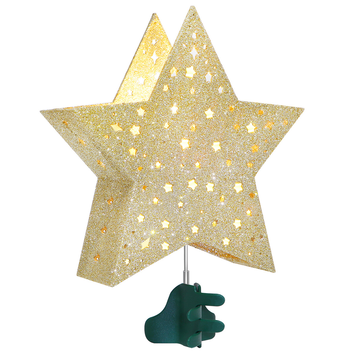 YUNLIGHTS 4 LEDs Christmas Tree Topper Star Rotating Projection Light For Christmas Party