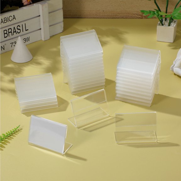 YUNLIGHTS 40Pcs Simple Acrylic Sign Holder for Tabletop Use in Stores and Exhibitions