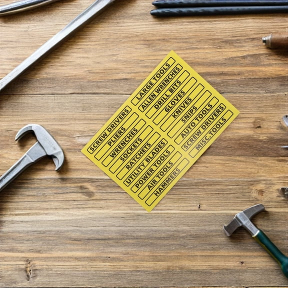 YUNLIGHTS 40Pcs Yellow Tool Storage Labels for Tool Chest and Toolbox Organization with Unique Icons