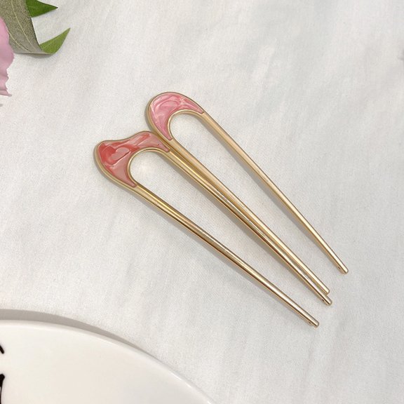 YUNLIGHTS 4Pcs Assorted Color Metal Hair Bun Sticks U Shape Hair Forks for Party and Daily Use