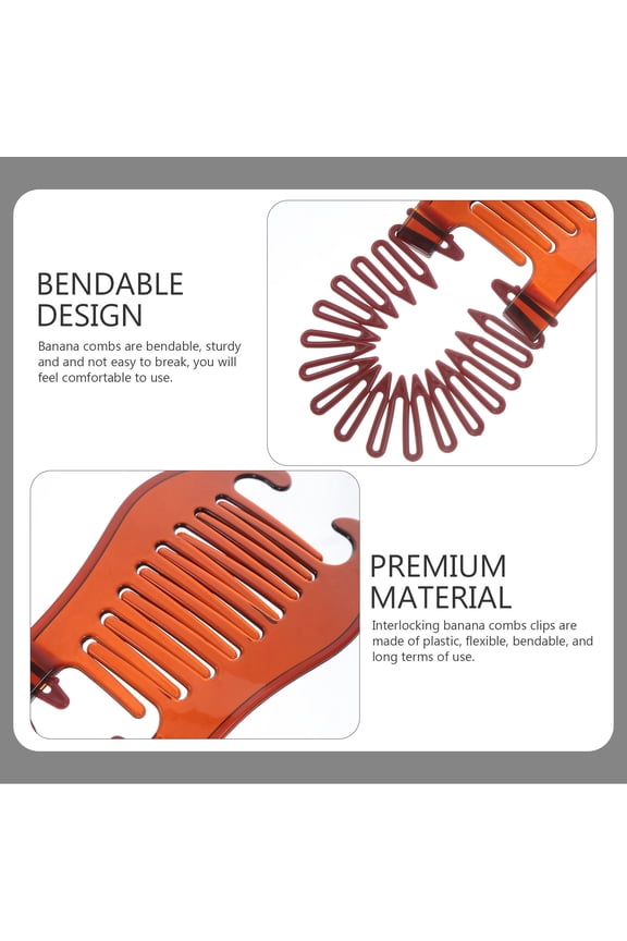 4Pcs Brown Bendable Double Comb Clips for Hair Sectioning and DIY Hairstyles