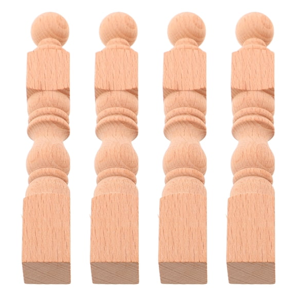 YUNLIGHTS 4Pcs Decorative Wooden Railing Posts Beige Unfinished Wood Pieces for Craft Furniture