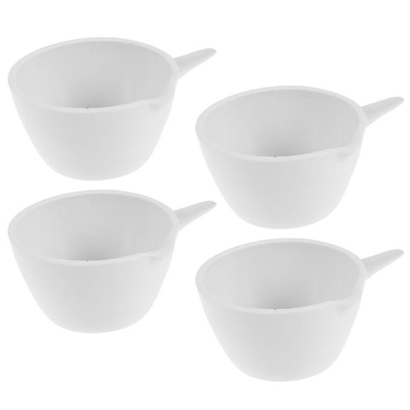 YUNLIGHTS 4Pcs Flat Form Porcelain Evaporating Basin with Handle Ceramic Mixing Bowl for Lab Experiments